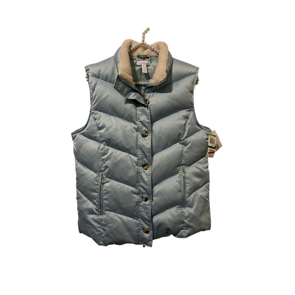 Charter Club Light Blue Down Puffer Vest Women’s Large NWT Ski Vacation Snow